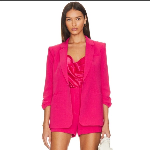 cinq a sept Jackets & Blazers - Cinq à Sept Khloe Crepe Ruched Blazer - Berry Jam - 8